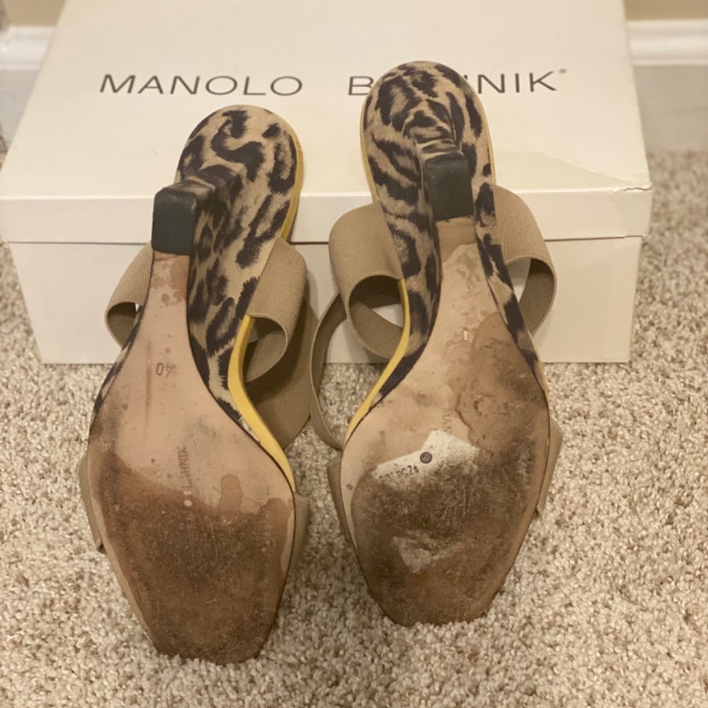 Manolo Blahnik nude/leopard sandals 40 - Picture 4 of 7